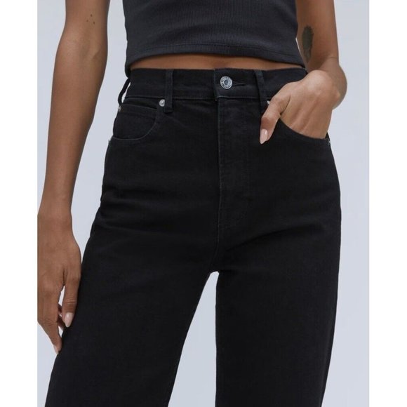 Everlane The Way High Raw Hem High Rise Black Jeans Women’s Size 26 Regular - Picture 2 of 5